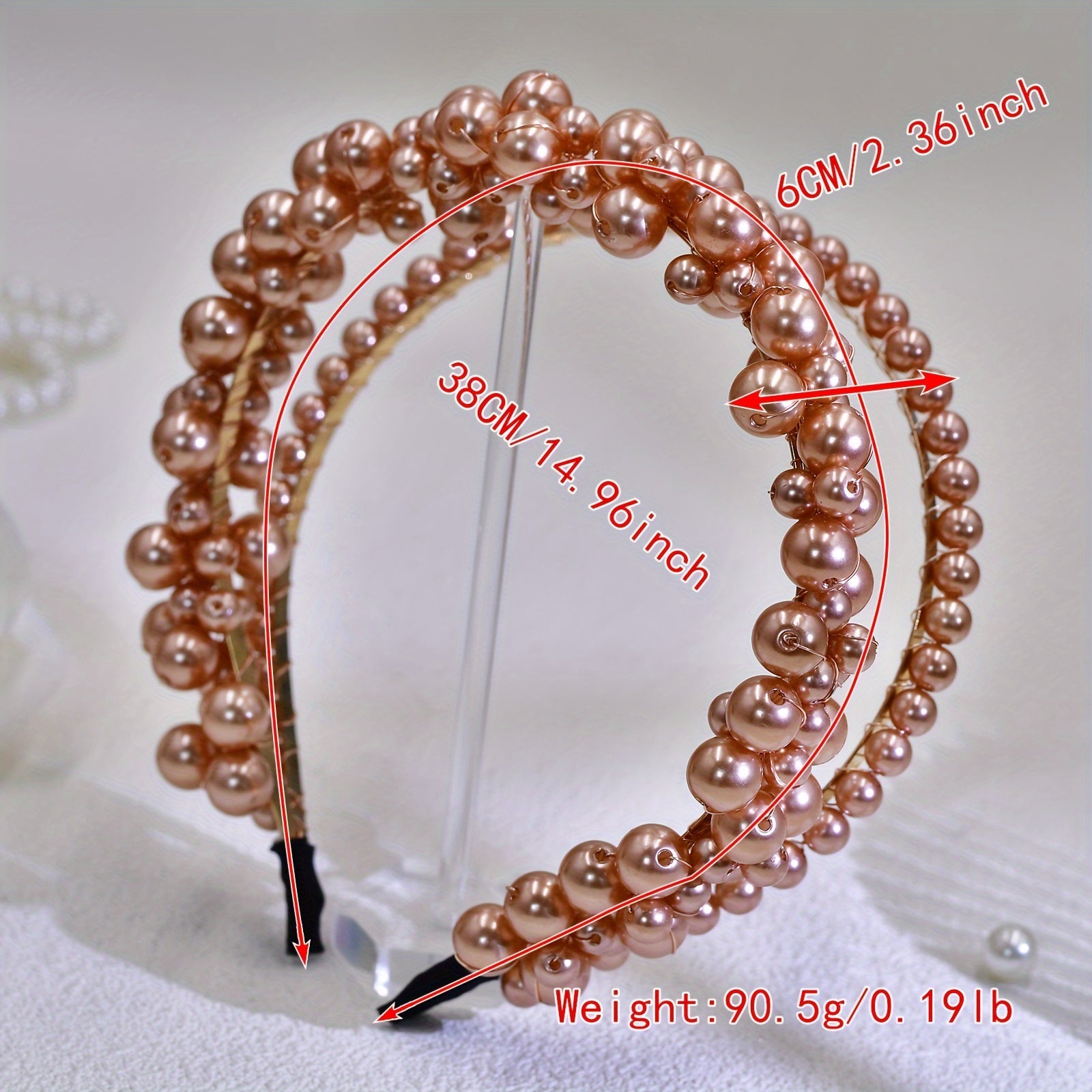 Vintage Inspired Bridal Headband with Pearl & Crystal Accents