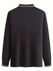 Men's Geometry Print Long Sleeve Polo Shirt