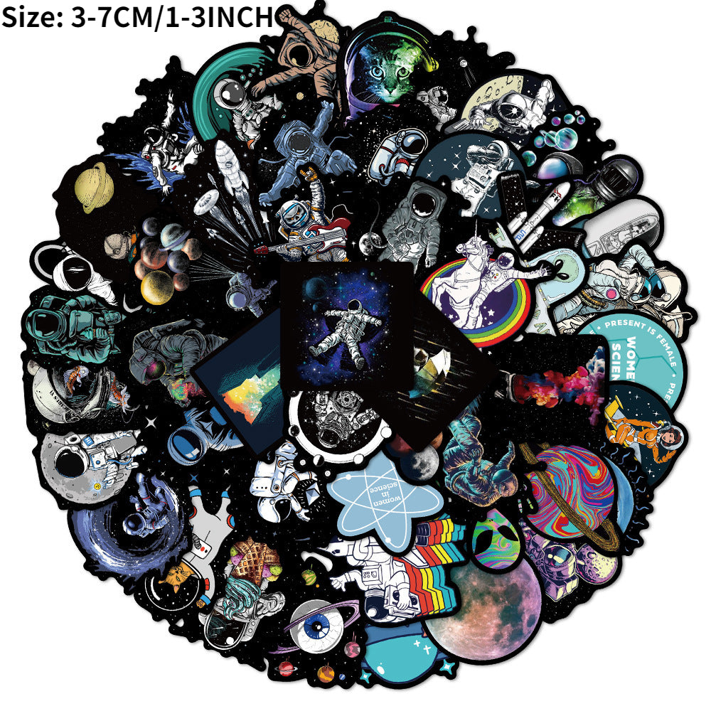 50pcs Astronauts Explore Outer Space Doodle Stickers for DIY Creative Toys