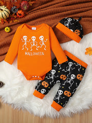 Baby Boys My First Halloween Romper Pumpkin Smiley Print