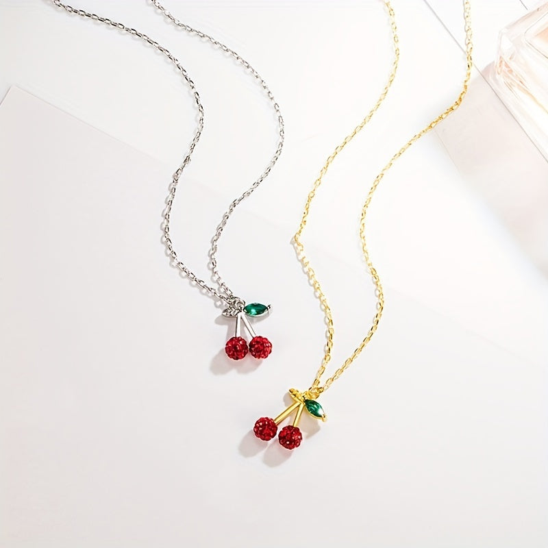 Sweet Cherry Fruit Pendant Necklace Clavicle Chain Jewelry Gift