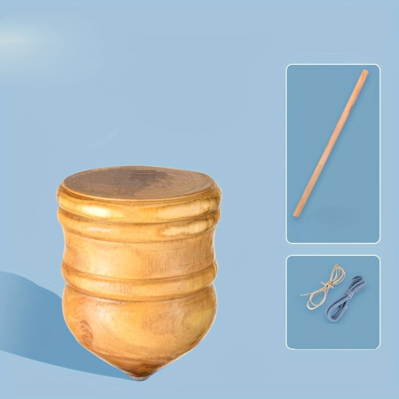 Solid Wooden Tops with Whips Fitness Ice Playing Hand Playing Wooden Toys