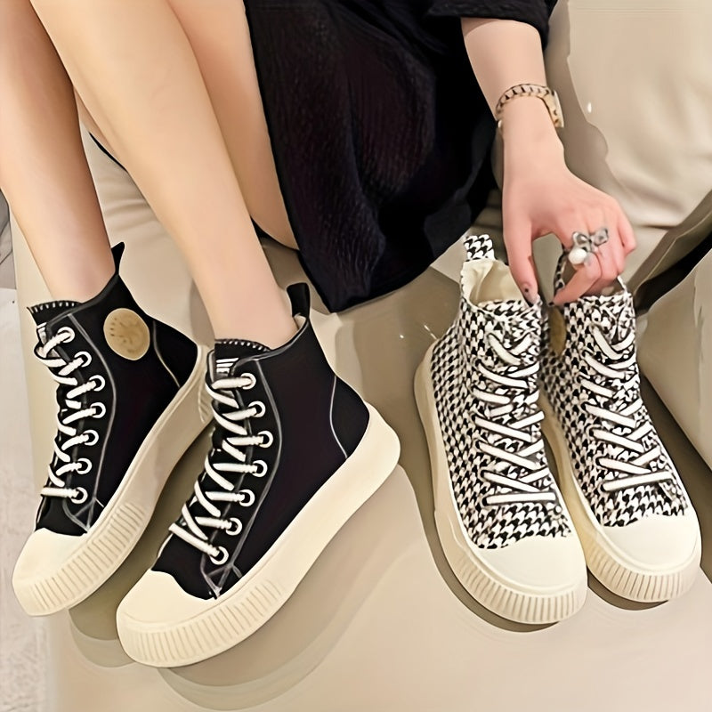 Women's Colorblock Canvas High-Top Lace-Up Skate Shoes