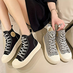 Women's Colorblock Canvas High-Top Lace-Up Skate Shoes