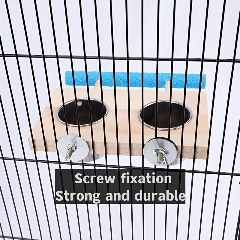 Bird Feeding Dish Cups with Clamp Holder for Parakeets African Greys Cockatiels