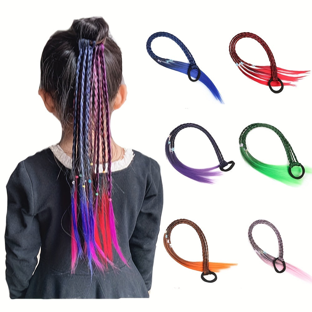 Girls Wig Braids Ponytail Wig Hair Extension Hair Tie