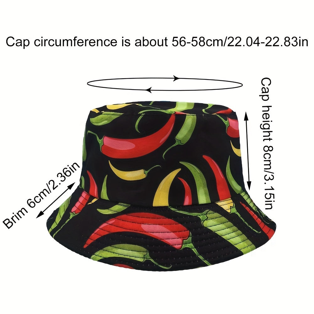 Colorful Pepper Pattern Fisherman Hat Casual Sunscreen Bucket Hats