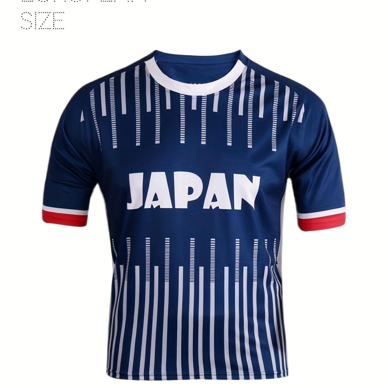Japan Letter Print Striped Soccer Fans Jersey Crew Neck Short Sleeve