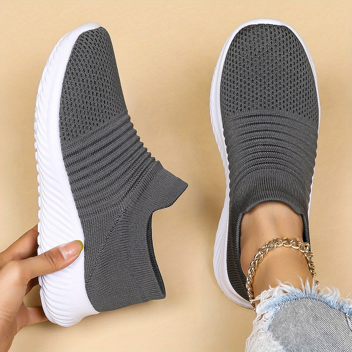 Women's Slip On Sporty Running Shoes Anti-slip Outdoor Sneakers