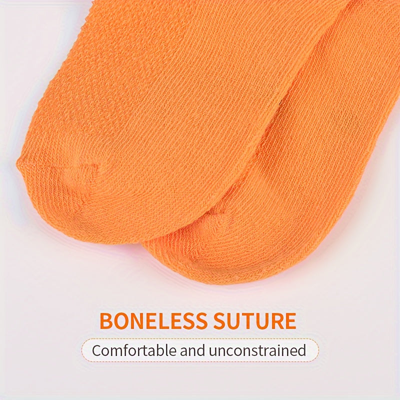 5 Pairs Unisex Kid's Crew Socks Breathable Ear Lifting Comfy Solid Socks