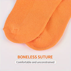 5 Pairs Unisex Kid's Crew Socks Breathable Ear Lifting Comfy Solid Socks