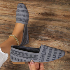 Women's Soft Knit Flat Shoes with Square Toe