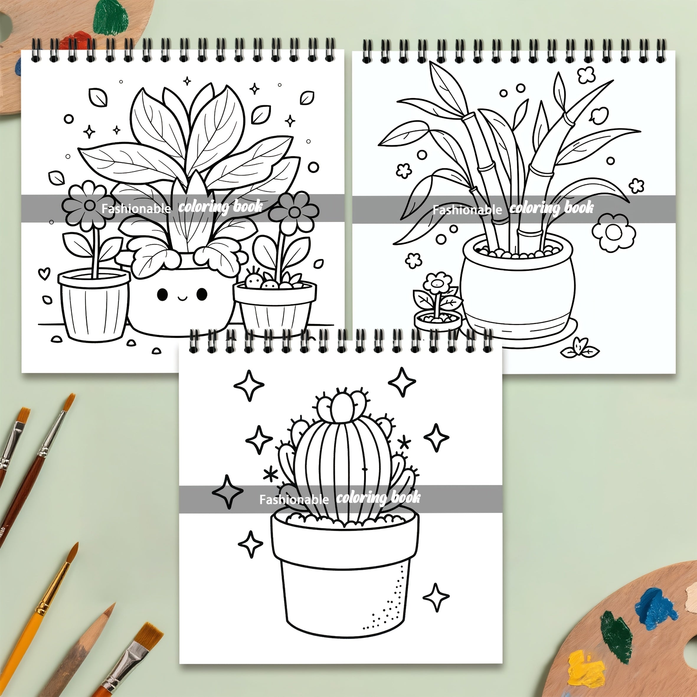 24 Page Plant & Flower Coloring Book Spiral Binding Adult Drawing Book