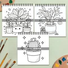 24 Page Plant & Flower Coloring Book Spiral Binding Adult Drawing Book