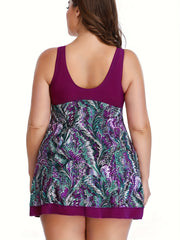 Ethnic Style Tankini Set Women's Plus Contrast Graphic Print Twist