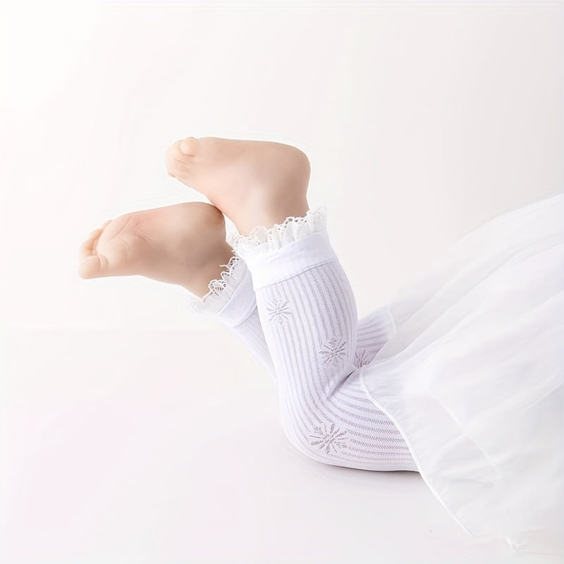 Baby Girls Lace Jacquard Leggings Breathable Comfy Trousers