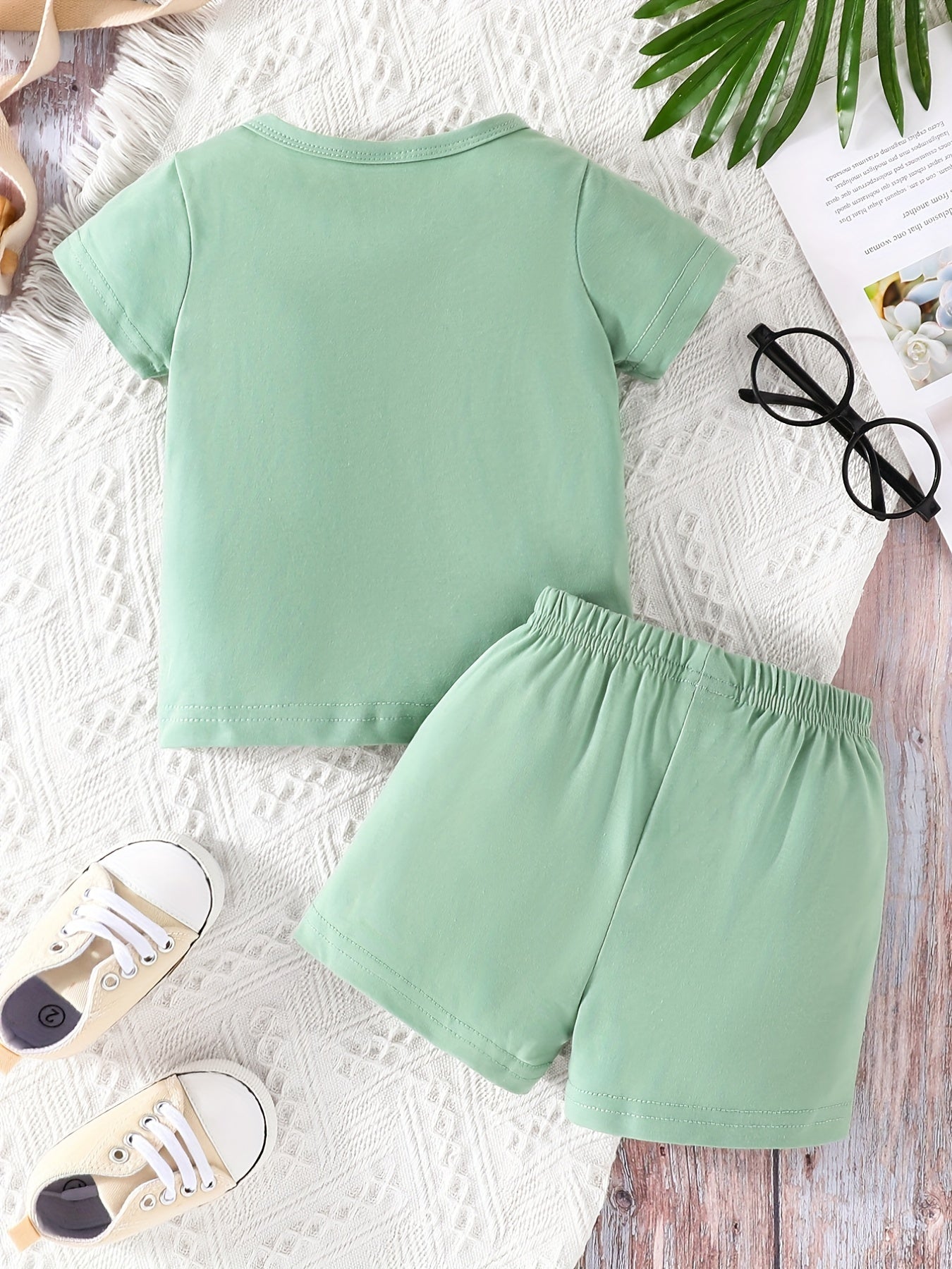 Baby Boys Solid Short Sleeve T-shirt Shorts Set for Summer