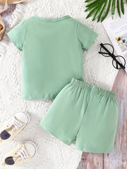 Baby Boys Solid Short Sleeve T-shirt Shorts Set for Summer