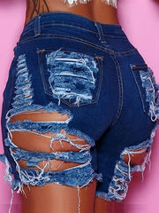 Ripped Button Fly Denim Shorts