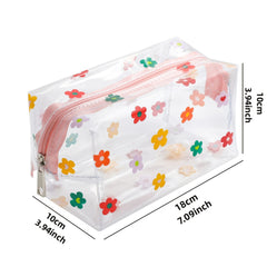 Clear Flower Pencil Case Waterproof Travel Cosmetic Bag