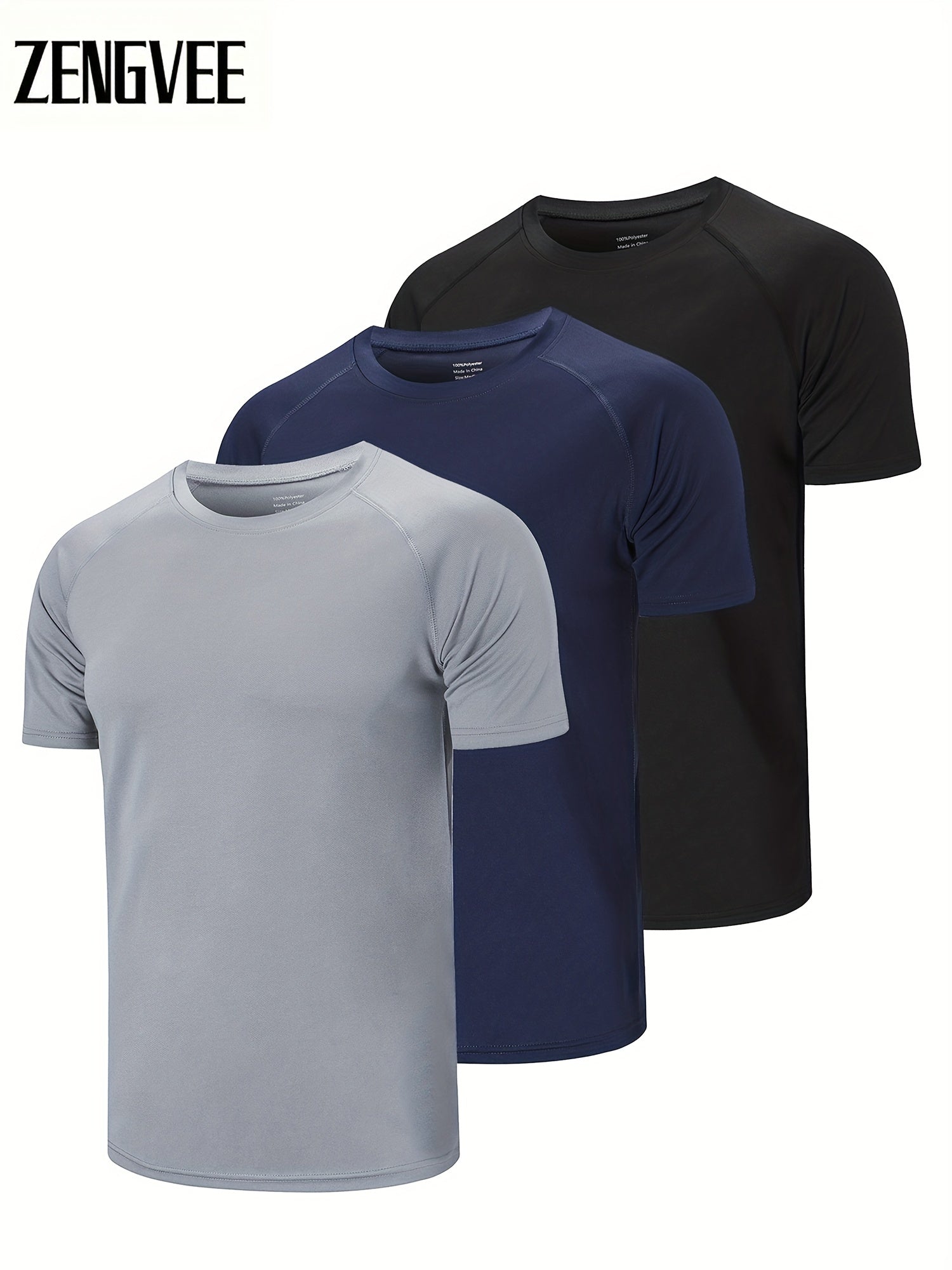 Zengvee Men's Moisture Wicking Workout Shirts - Athletic Fit Crew Neck