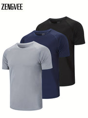 Zengvee Men's Moisture Wicking Workout Shirts - Athletic Fit Crew Neck