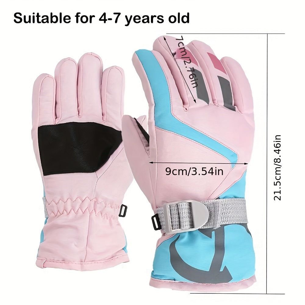 Winter Kids Ski Gloves Waterproof Warm Outdoor Riding Gloves