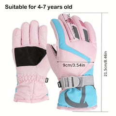 Winter Kids Ski Gloves Waterproof Warm Outdoor Riding Gloves