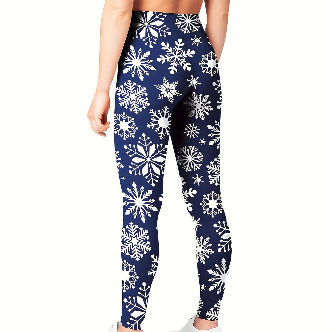 Christmas Snowflake Print Leggings for Women