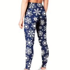 Christmas Snowflake Print Leggings for Women