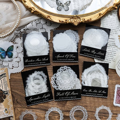 30 Sheets Transparent Lace Stickers Pack PET Photo Frame Decorative Stickers