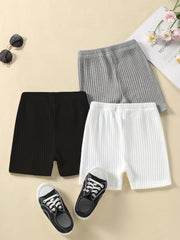 3pcs Girls Ribbed Thin Leggings Anti slip Summer Clothes Kids Girls Shorts