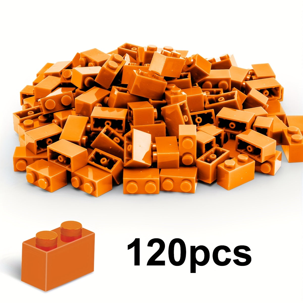120pcs 1x2 Building Blocks 16 Colors Pink Orange Yellow Green Purple ABS Plastic