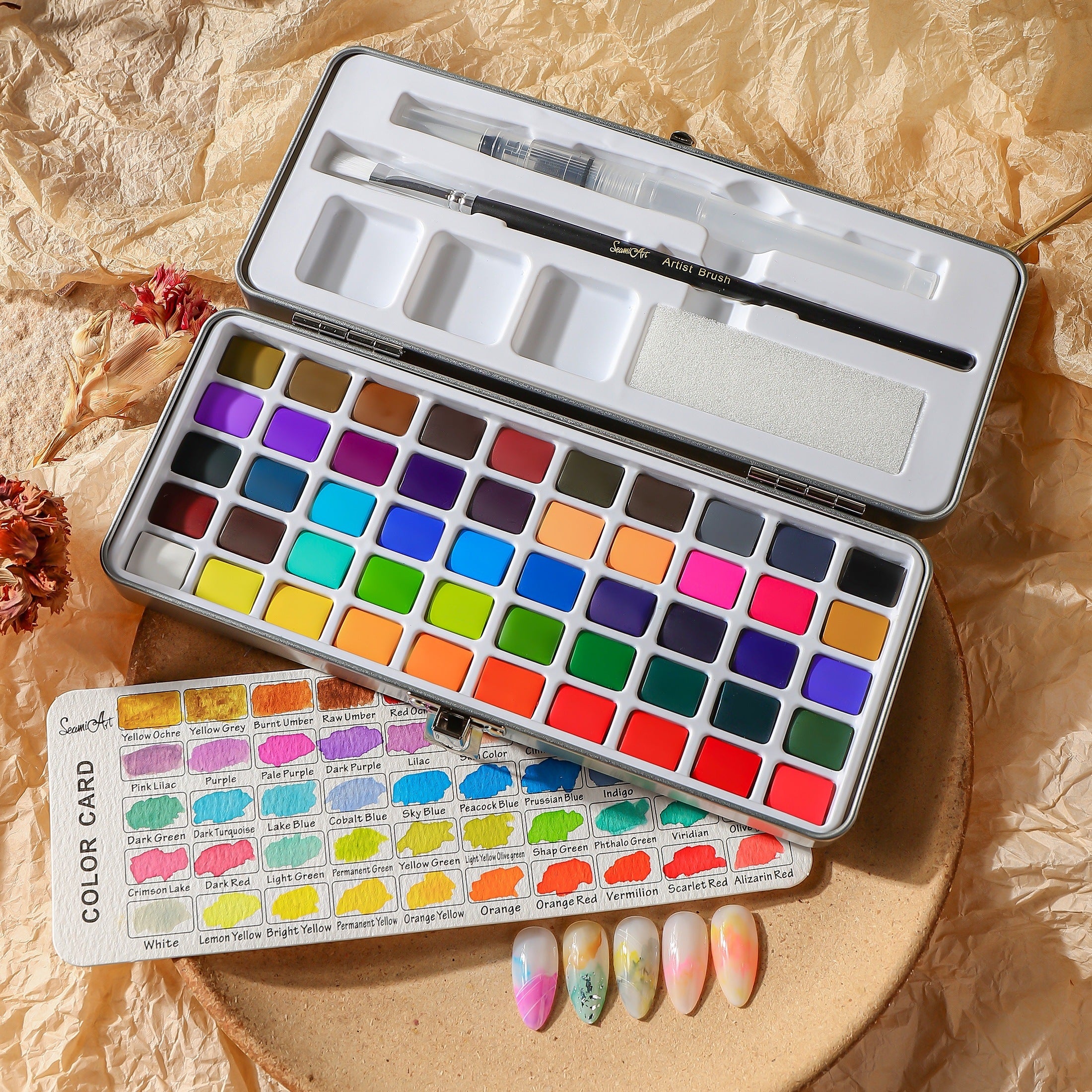 50 90 Colors Watercolor Paint Set Metal Box Pigments Watercolor Paper Supplies