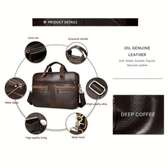Genuine Leather Business Laptop Briefcase 37.85 cm Messenger Bag
