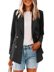 Double Breasted Lapel Neck Blazer for Office & Work