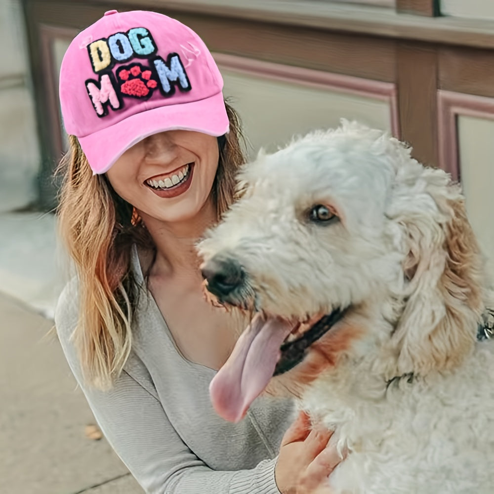 DOG MAMA Patch Baseball Cap Vintage Washed Distressed Sun Hat