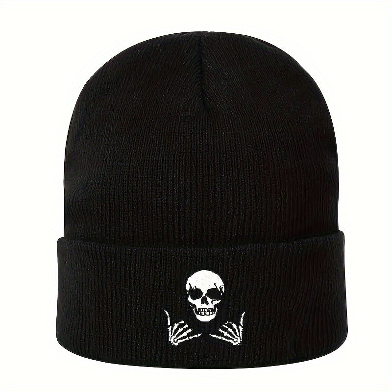 Skull Embroidered Knitted Hat Winter Warm Hat