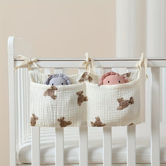 Double Layer Cotton Baby Bedside Storage Bag with Toy Collection Hanging Bag