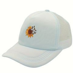 Butterfly Daisy Printed Trucker Hat Baseball Cap Mesh Breathable Sun Hats