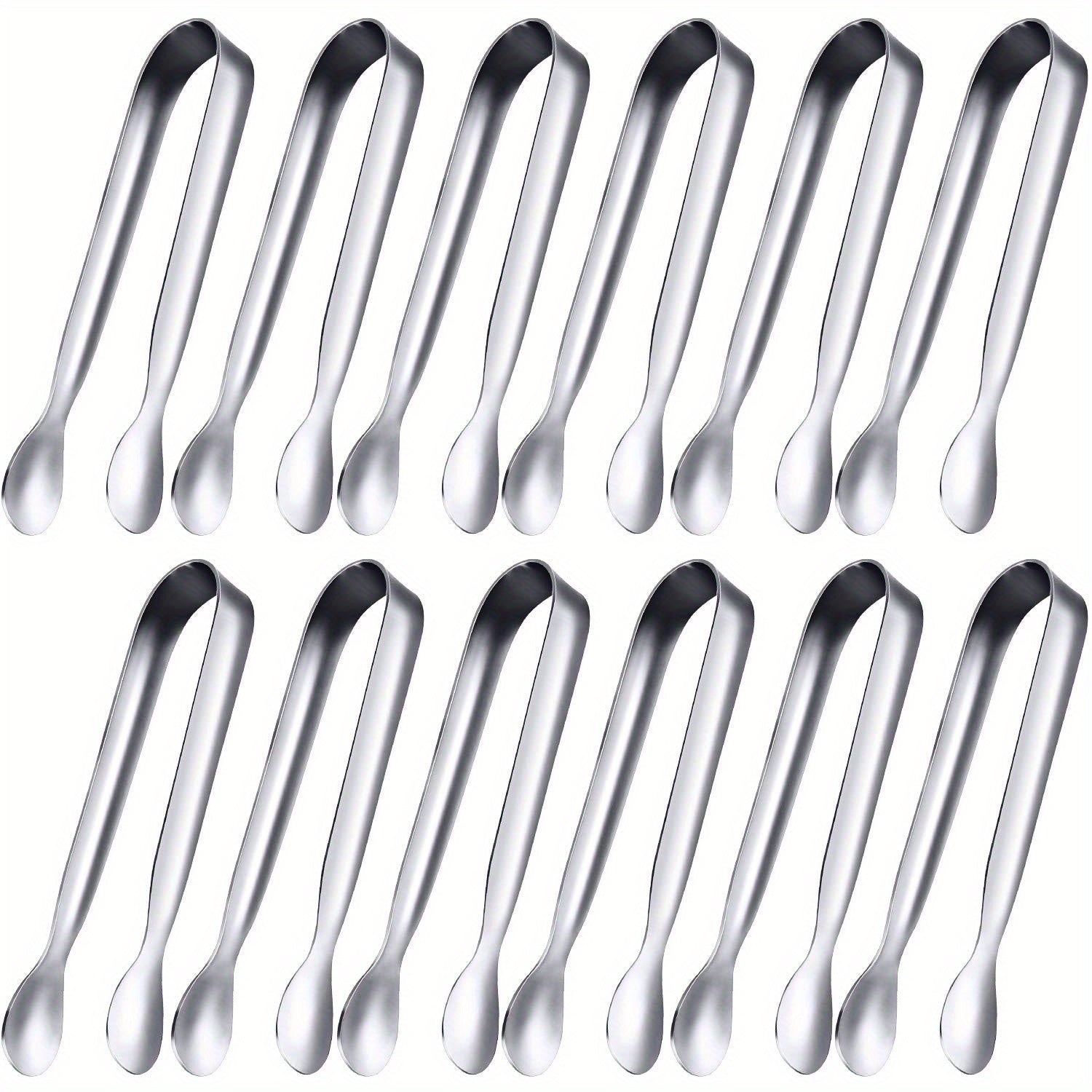 6/12pcs Stainless Steel Ice Cube Tongs Bread Baking Clips