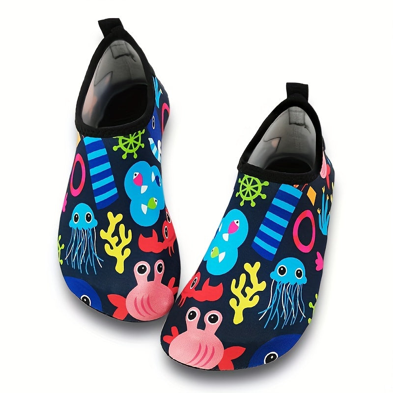 Boys Cartoon Octopus & Crab Water Shoes Non Slip Lightweight Soft Water Socks