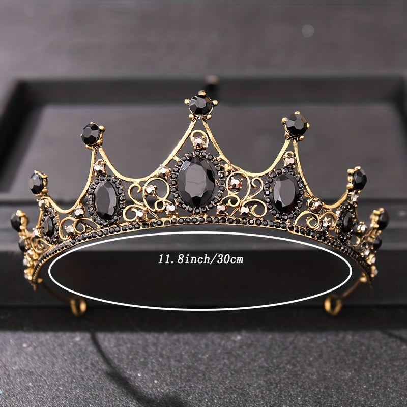 Vintage Rhinestone Crown Princess Headband For Wedding Prom Birthday Party