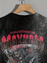Skeleton Pattern Print Men's Short Sleeve T shirt Graphic Tee