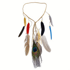 Boho Retro Faux Feather Hair Rope Peacock Feather Headband