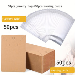 100pcs Earrings Necklace Jewelry Display Package Cards Cassette Bag