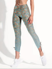 Slim Yoga Sports Bra & Floral Print Leggings Women's Activewear Set
