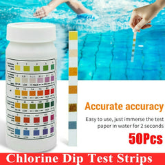 50pcs Chlorine Dip Test Strips for Pool & Spa, pH Alkalinity Water Hardness Test