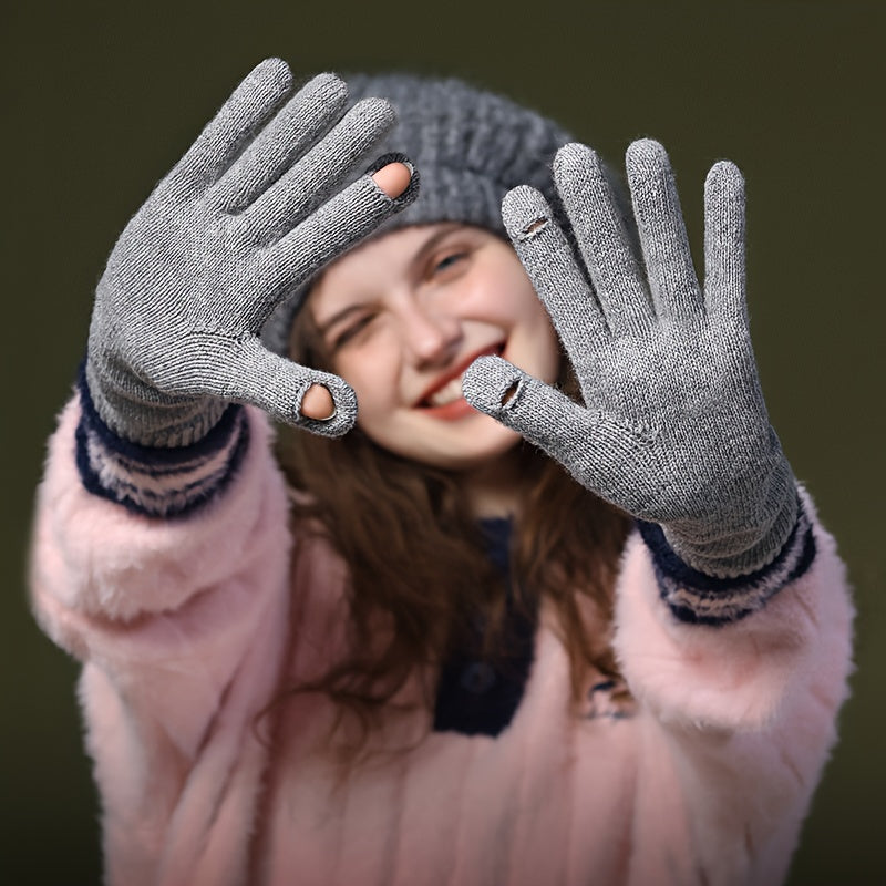 Winter Knitted Gloves for Men and Women, Warm Windproof Touch Screen Gloves