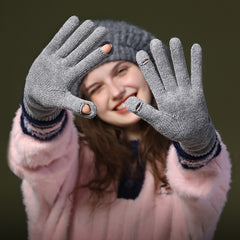 Winter Knitted Gloves for Men and Women, Warm Windproof Touch Screen Gloves